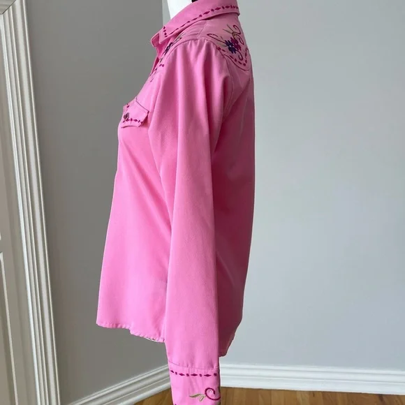 Panhandle Slim Embroidered rhinestones snap front western shirt rodeo barbie S - Picture 8 of 16